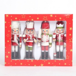 Wholesale 4 Pcs Christmas Tree Decoration Wooden Christmas Nutcrackers