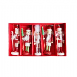Hot sale christmas decoration model nutcracker 5pcs/set colorful wooden nutcracker dolls for Christmas Gift