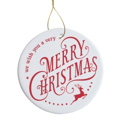 Outdoor christmas tree decorations ornaments 2020 blank sublimation ceramic round pendant supplier